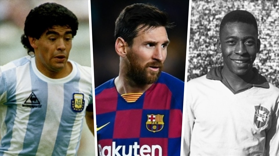 Các huyền thoại Diego Maradona, Lionel Messi, Pele sẽ cạnh tranh 1 suất trong Đội hình xuất sắc nhất mọi thời đại. Ảnh: Getty Images