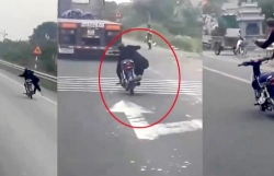 Phẫn nộ nam thanh niên lái xe máy 'diễn xiếc', lao vun vút trên quốc lộ 1A