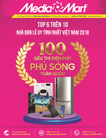 mediamart vuon len vi tri thu 6 trong top 10 nha ban le uy tin nhat viet nam 2018