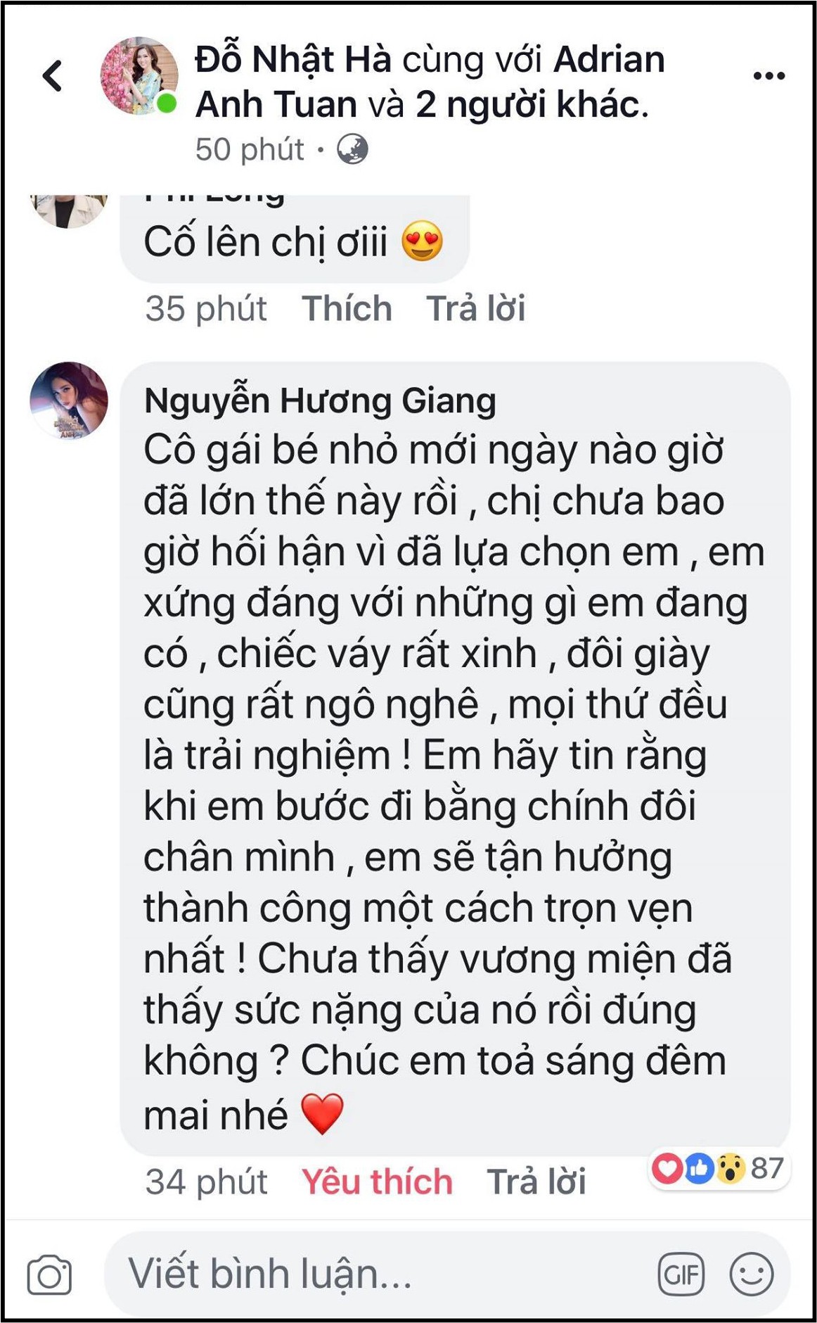 huong giang noi gi voi nhat ha truoc chung ket hoa hau chuyen gioi