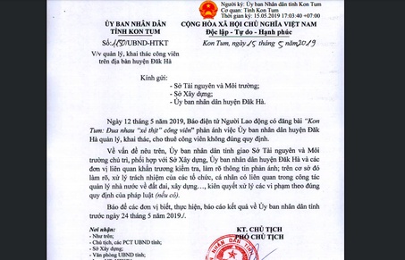 Vụ "xẻ thịt" công viên ở Kon Tum: Giám đốc sở ký, thanh tra sở kiểm tra