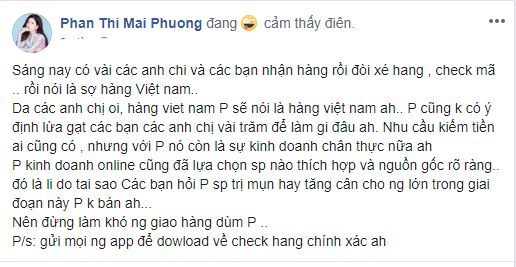 mai phuong tuc gian vi bi nghi ban hang online kem chat luong