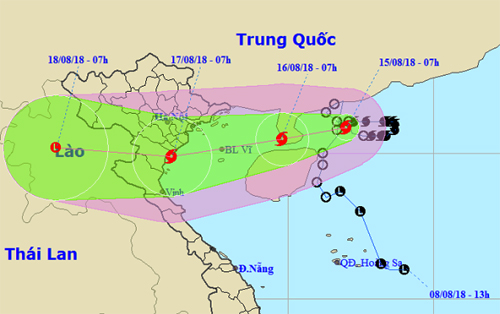 bao bebinca co the do bo vao khu vuc hai phong nghe an