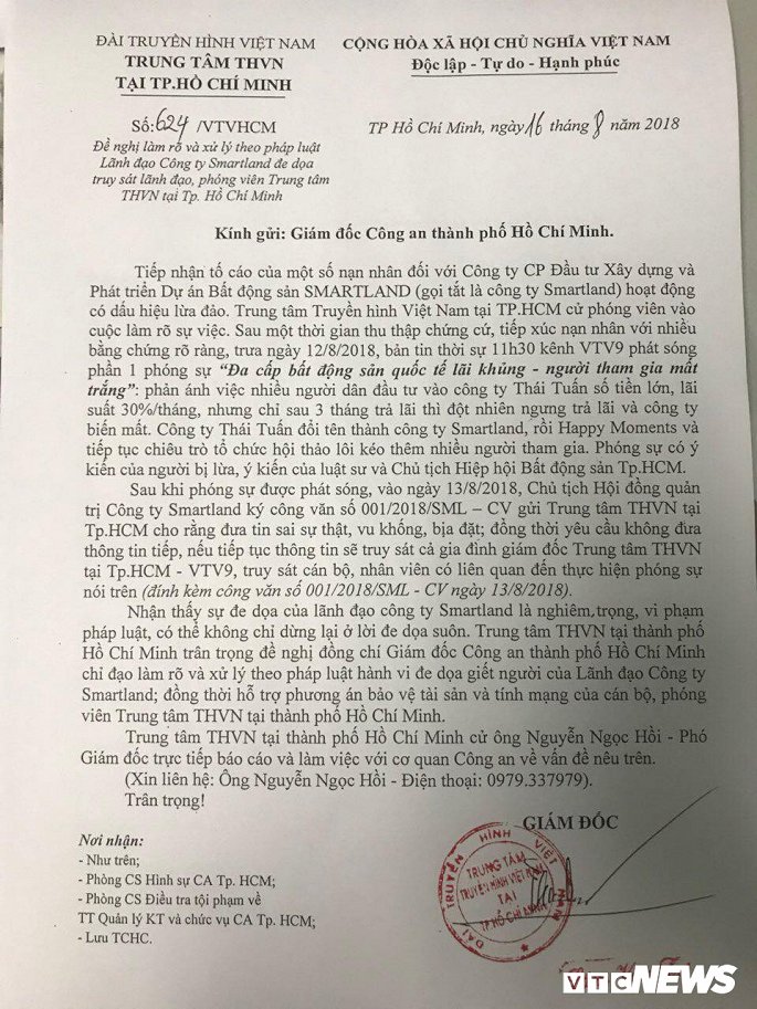 giam doc nhan vien vtv9 bi doanh nghiep de doa truy sat de nghi cong an vao cuoc