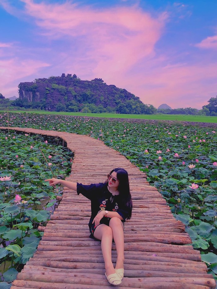 gioi tre ru nhau checkin dam sen ky la no vao mua thu o ninh binh