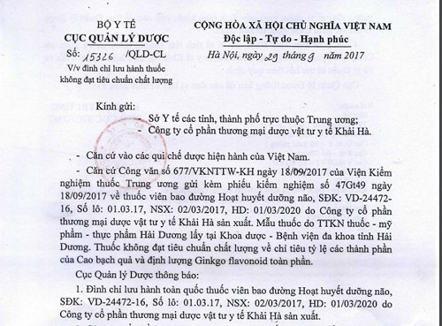 dinh chi luu hanh thuoc hoat huyet duong nao khai ha