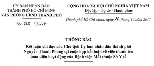 sai pham o benh vien mat kiem diem lanh dao so y te tp hcm