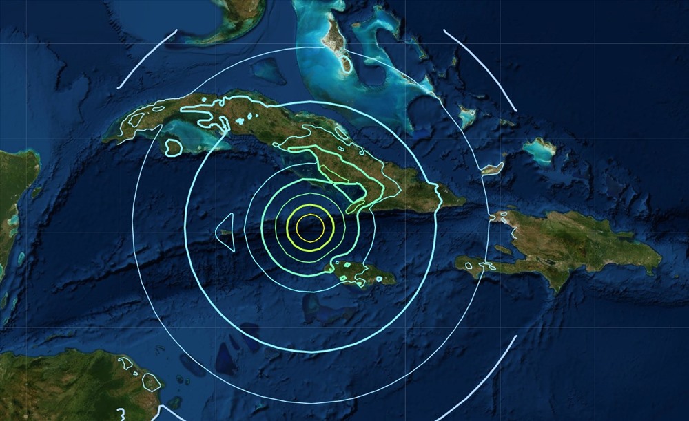 Động đất mạnh 7,7 độ richter rung chuyển vùng Caribbean. Ảnh: USGS.