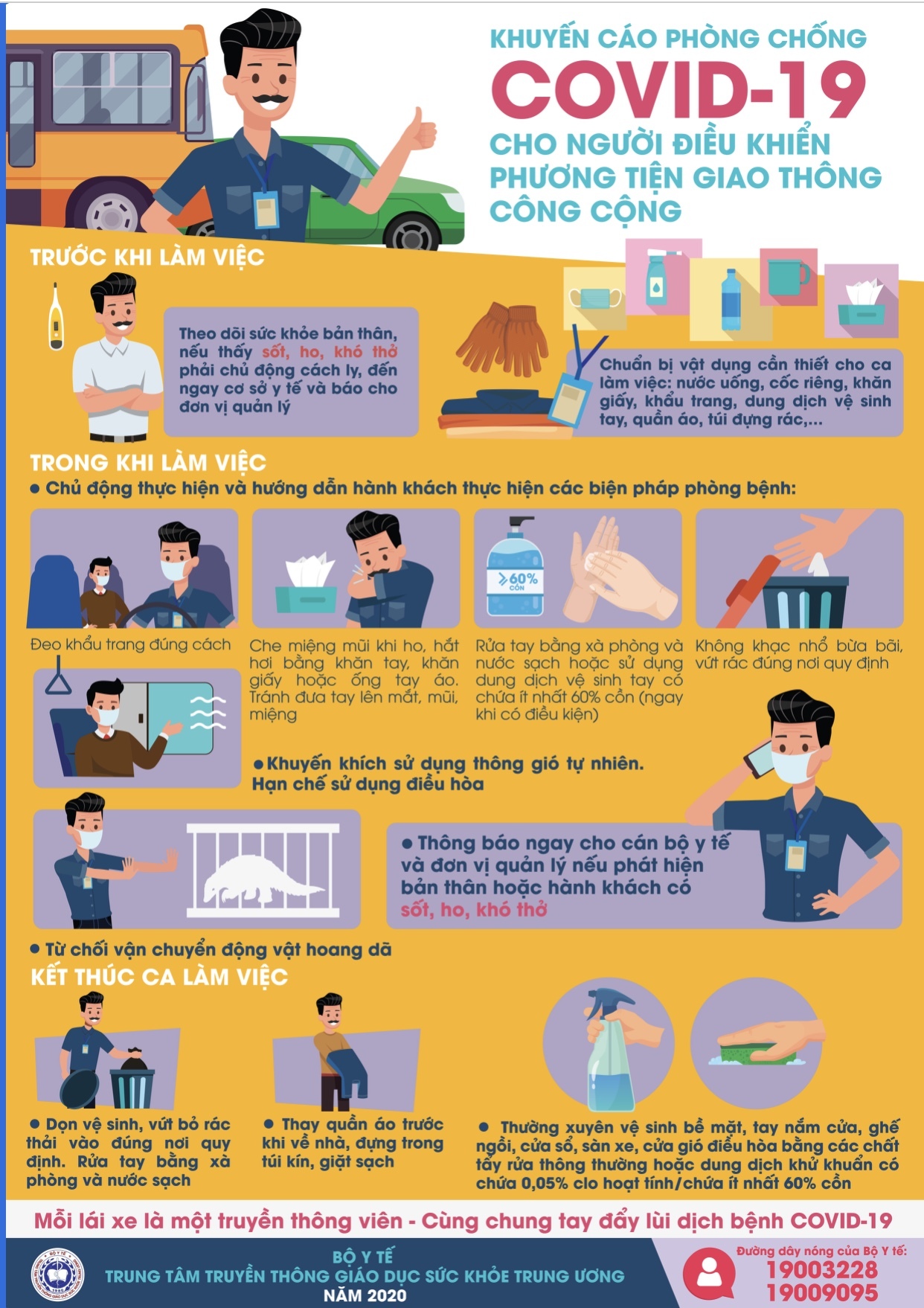 Bộ Y tế khuyến cáo 4 cách ngừa Covid-19 với lái xe công cộng