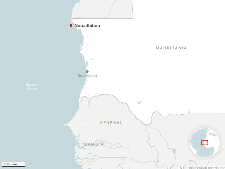 Nouadhibou - thành phố phía bắc Mauritanie, nơi các nạn nhân may mắn sống sót đang được điều trị. Ảnh: AP.