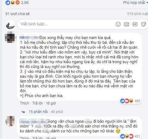 bo chong tuong lai phe binh khong biet vay rau co gai len mang noi xau nha nguoi yeu cu