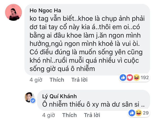 ho ngoc ha len tieng sau nghi van da xeo le quyen khoe cua