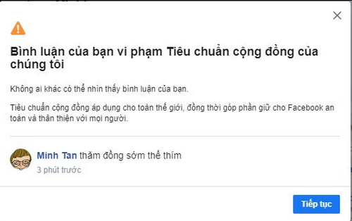 nguoi dung bi facebook chan binh luan bat thuong