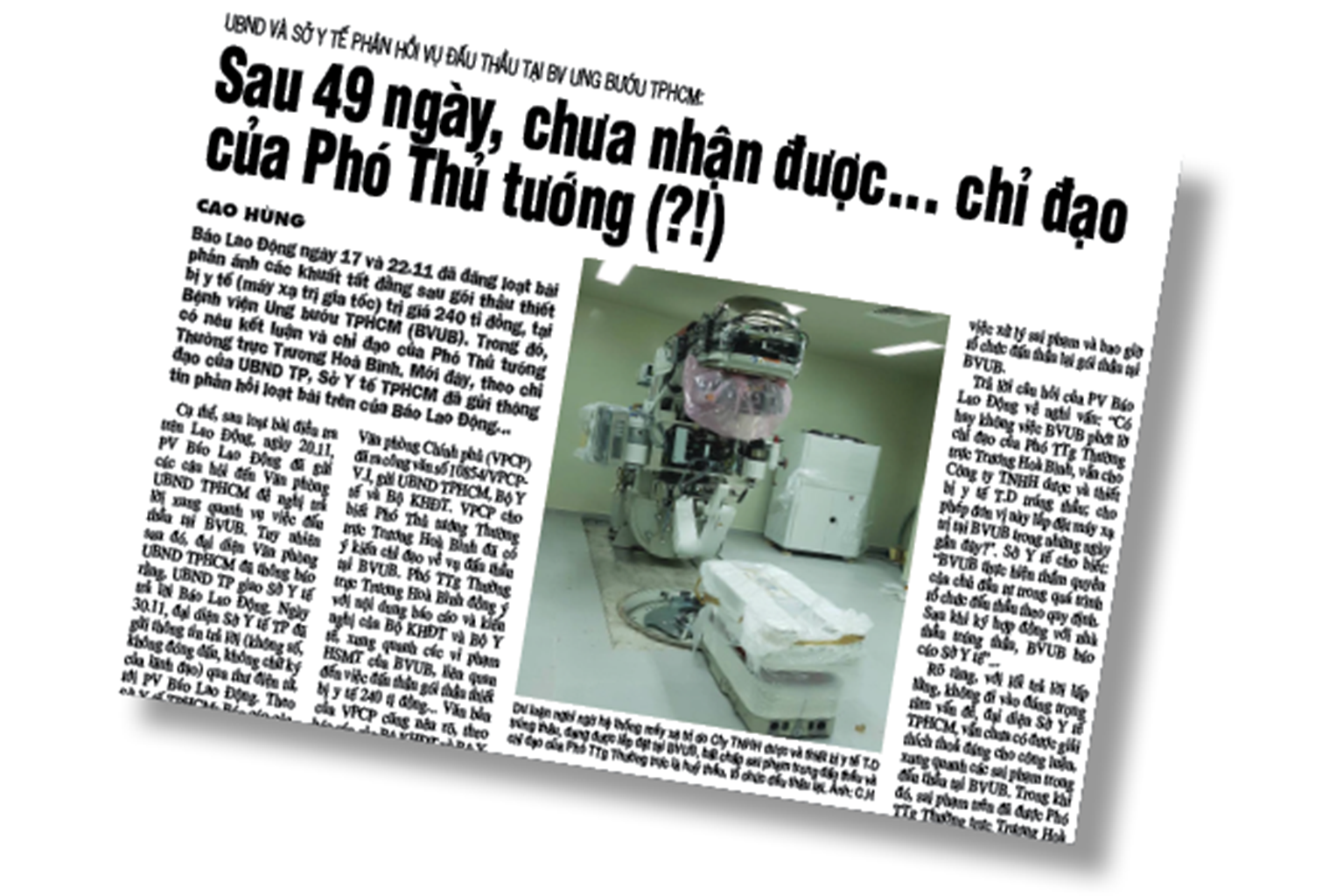 vu dau thau tai bv ung buou tphcm chinh phu khong lam ngo truoc sai pham va se cong khai xu ly