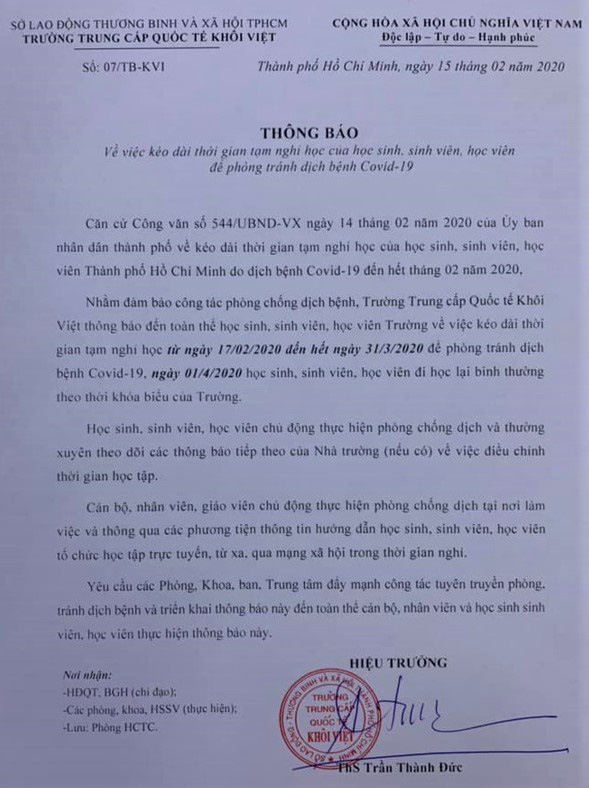 phong tranh covid 19 mot truong tai tp hcm cho hoc sinh nghi het thang 3