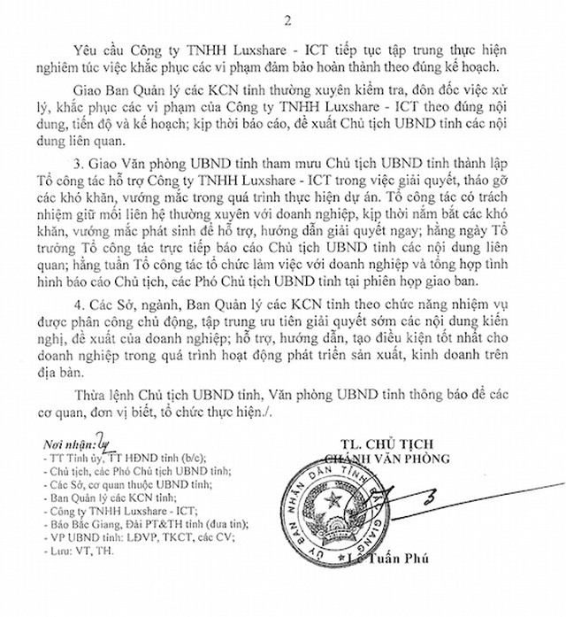 tinh bac giang ra ket luan vu gan 700 lao dong chui o kcn quang chau