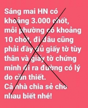 Thông tin "Hà Nội lập 3.000 chốt kiểm soát người ra khỏi nhà" là bịa đặt