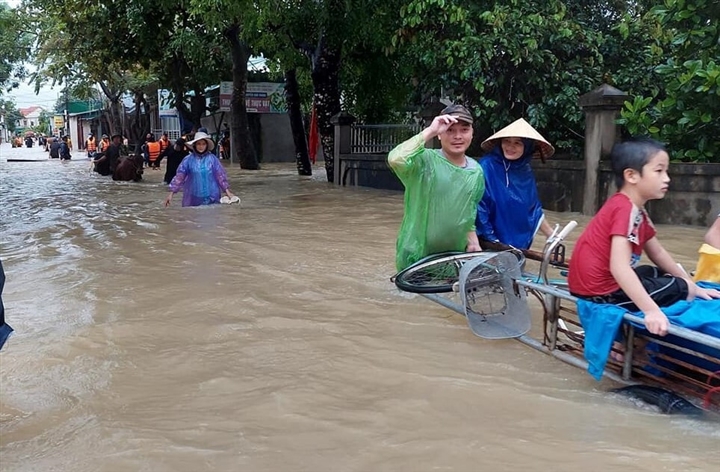 Ảnh: Nhà ngập sau mưa lớn, người dân huyện Quỳnh Lưu, Nghệ An sơ tán tránh lũ - 2