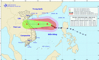 Cập nhật hướng di chuyển của bão số 8 trên biển Đông