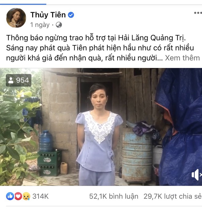 Thông tin bất ngờ liên quan đến việc Thủy Tiên tuyên bố tạm hoãn trao quà cứu trợ tại Quảng Trị  ảnh 1