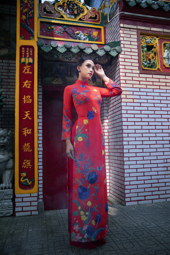 hoa hau tieu vy goi y chon ao dai tet