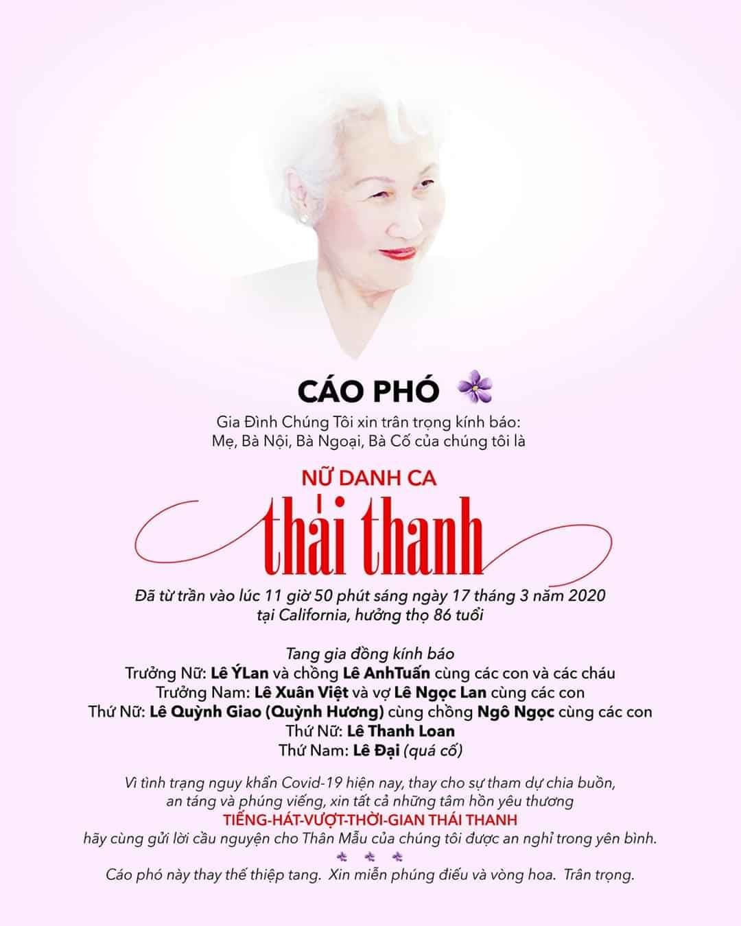 gia dinh khong to chuc le vieng danh ca thai thanh vi covid 19