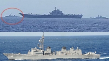 Chiến hạm Nhật Bản áp sát tàu sân bay Trung Quốc