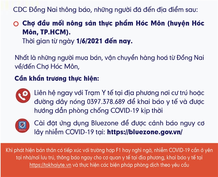 Thêm 6 người dương tính SARS-CoV-2, Đồng Nai phát thông báo khẩn - 1