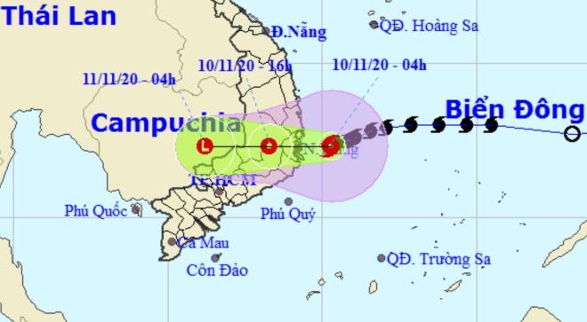 Tâm bão số 12 ngay trên vùng biển Bình Định - Ninh Thuận