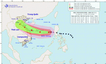 Bão số 13 cách quần đảo Hoàng Sa khoảng 590km, vẫn giật cấp 15
