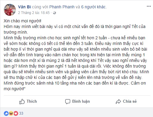 sinh vien gay bao khi keu goi ky ten phan doi cho nghi tet qua dai