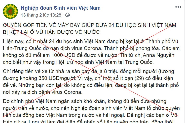 canh giac voi tin gia lien quan den virus corona tren facebook