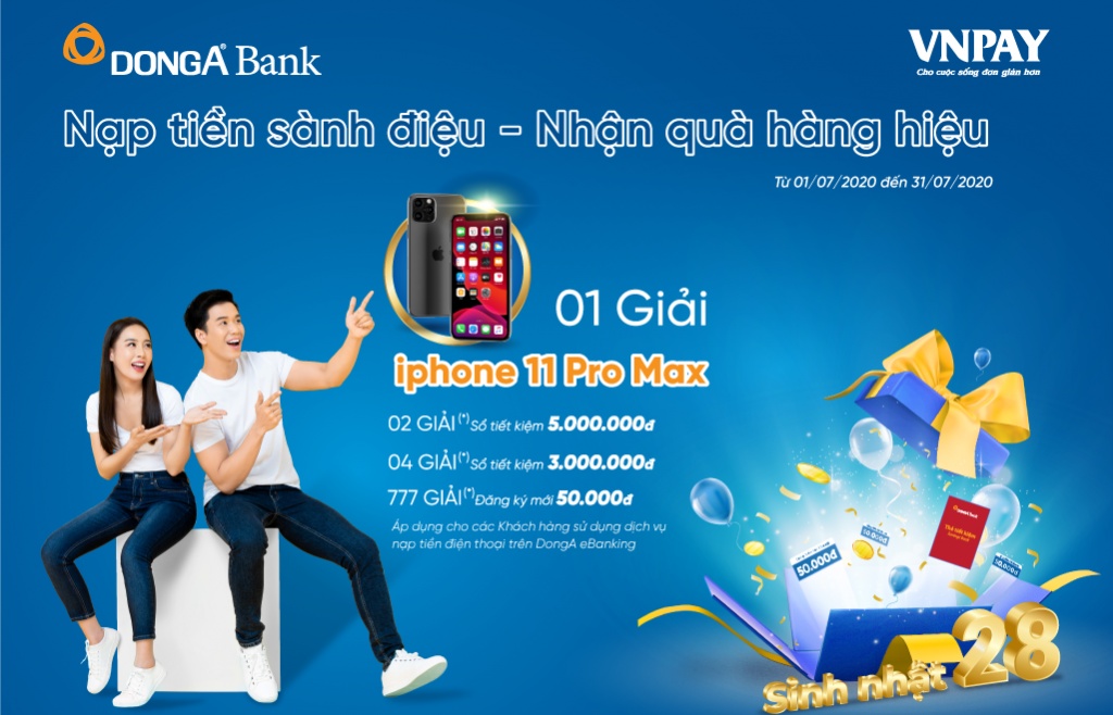Nạp tiền điện thoại dễ dàng, nhận cơ hội trúng iPhone 11 với DongA eBanking