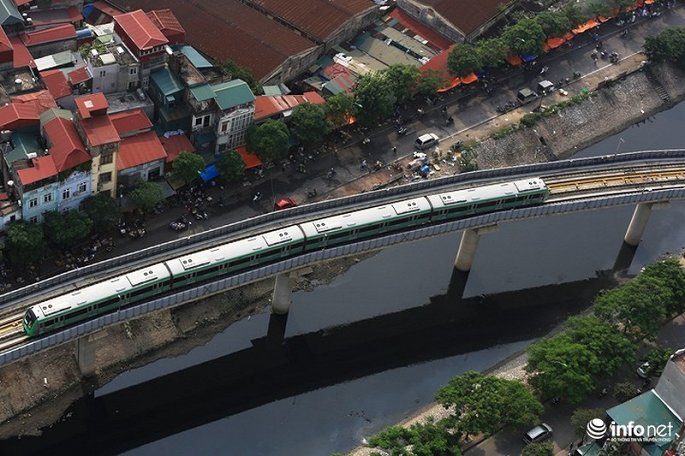 anh tau duong sat tren cao cat linh ha dong chay thu tren pho ha noi