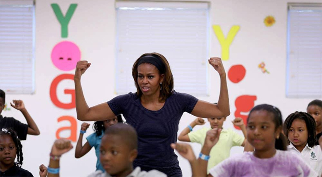 michelle obama truyen cam hung tap gym