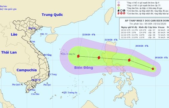 Thêm áp thấp nhiệt đới hướng vào Biển Đông