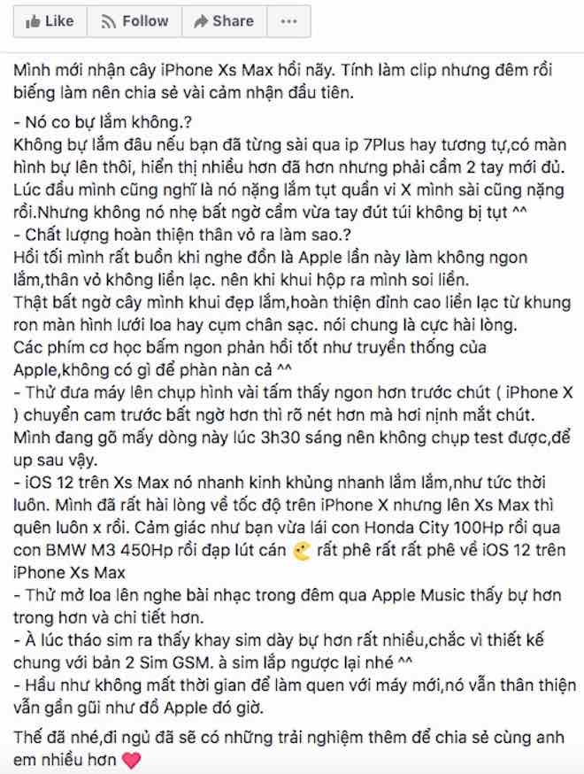 som so huu iphone xs max dan mang noi gi ve sieu pham nay