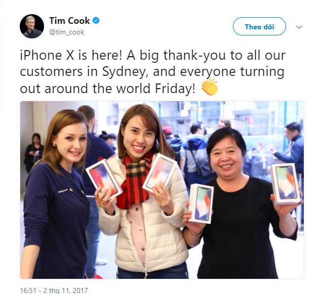 co gai viet bat ngo khi duoc ceo apple dang anh mua iphone x