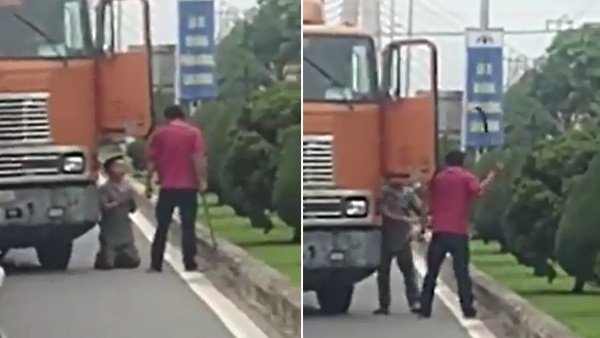 tai xe xe dau keo xach rua bat dong nghiep quy lay giua duong