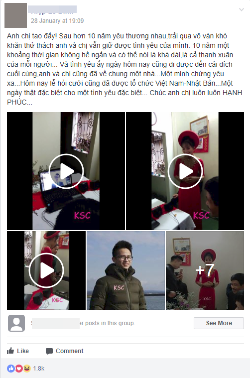 clip xuc dong le an hoi truc tuyen cua cap doi yeu nhau 10 nam