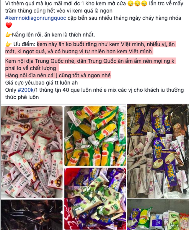 thu giu 8000 que kem trung quoc lo duong day nhap kem sieu re