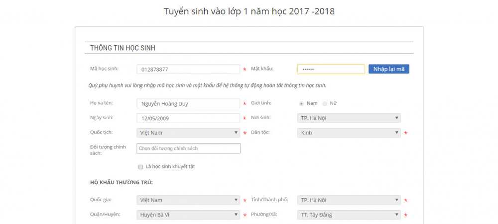 tuyen sinh dau cap vao truong cong lap o ha noi 7 buoc dang ky truc tuyen
