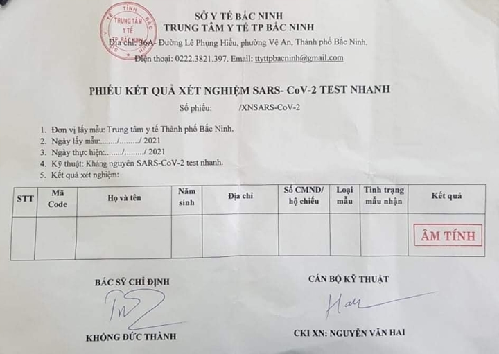 Bắc Ninh đề nghị làm rõ  việc 'dùng phiếu xét nghiệm COVID-19 để trống tên' - 2