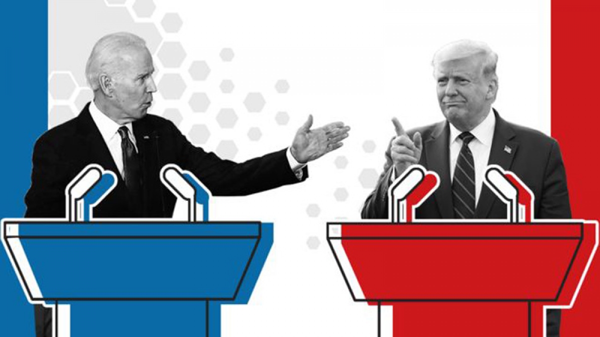Cuộc tranh luận đầu tiên giữa Trump và Biden được phát trực tiếp trên truyền hình vào lúc 21h ngày 29/9 theo giờ Washington. Ảnh: BBC