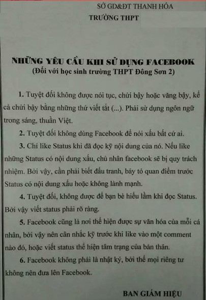 dat ra noi quy dung facebook trong truong hoc nen hay khong