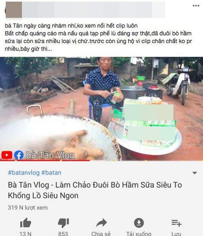 tuyen bo thay doi cach lam clip ba tan bi soi sao chep y tuong cua kenh am thuc noi tieng khac