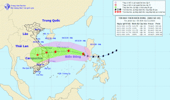 Bão Goni đã vào Biển Đông, thành bão số 10 mạnh cấp 9, giật cấp 12